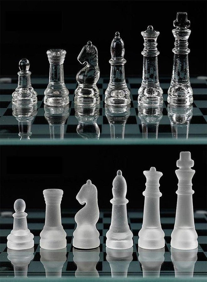 ANUKMPA Chess Glass Chess Set with Glass Board | Frosted & Clear Glass Chess Pieces | Mind Game for Adults | Strategy/Indoor & Outdoor Brain Game for Kids and All People(Set of 1)(20x20cm) - Image 3